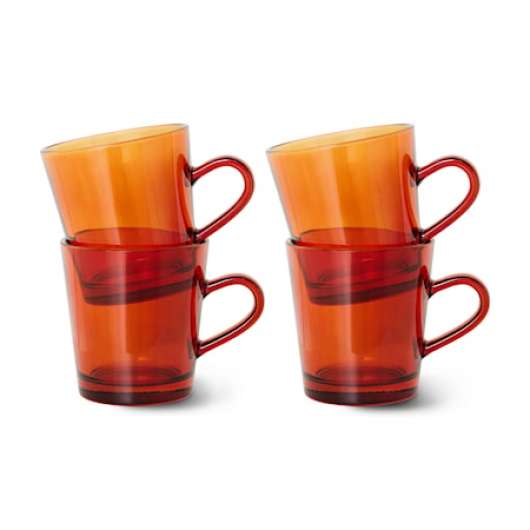 70s ceramics Kaffemuggar 4-pack 20 cl Glas Röd