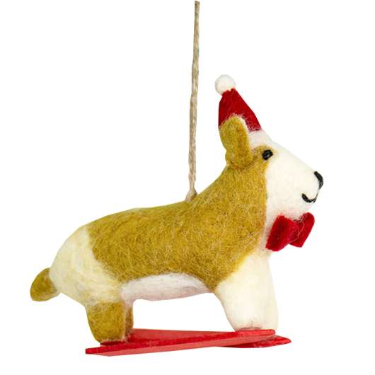 Afroart - Julgranspynt Hund på skidor 12x10 cm