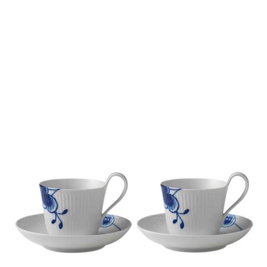 Blue Fluted Mega Kaffegods 25 cl högt handtag 2-pack