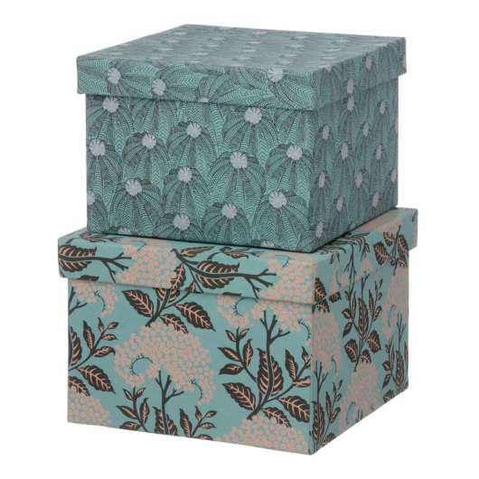 Bungalow - Duo Boxes Förvaringsask 2 delar 24,5/26,5 cm Elderflowers/Ocean Blue