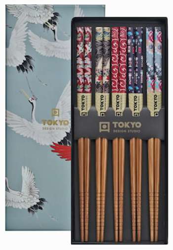 Chopstick Set/5 Giftbox Crane