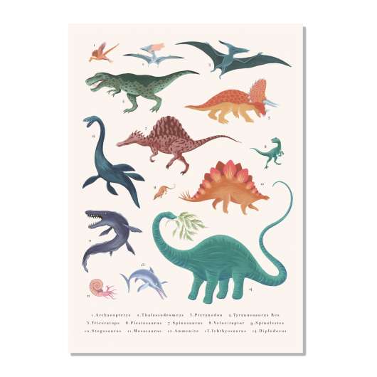 Dinosaurie Poster Mesozoic Era 50x70 cm, Åsa Holmberg