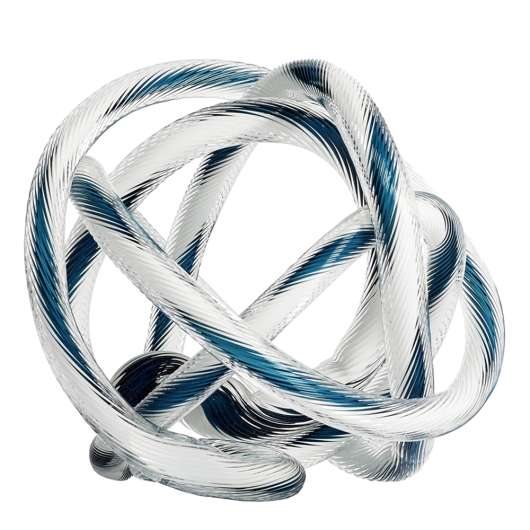 Glasskulptur Knot No 2 L Vit/Teal