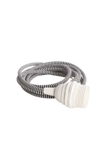 Kabel med sockel E27 3 m - Svart/Vit