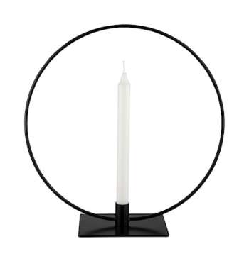 Ljusstake rund svart för 1 antikljus diameter 38 cm