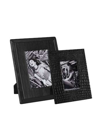 MENDOZA Photo frame 2-set leather black