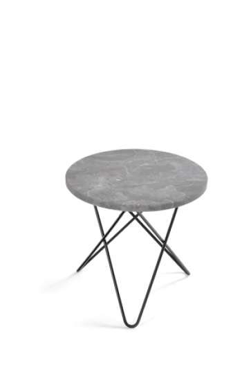 Mini O Table Grå Marmor med Svart Ram Ø40