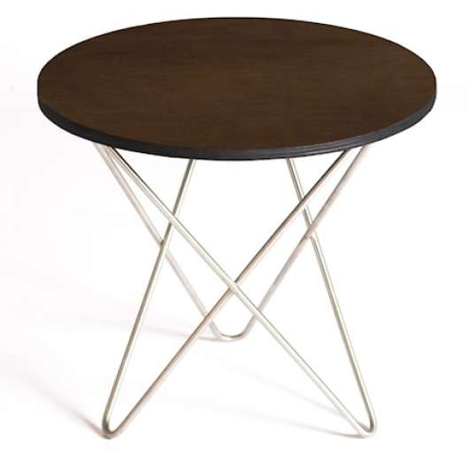 Mini o-table leather sidobord – Mocca/stainless