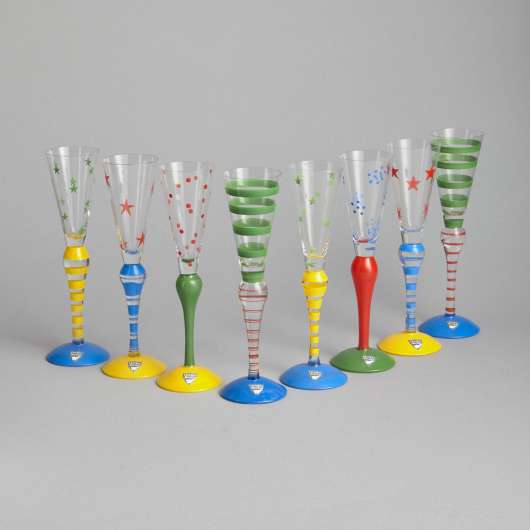 Orrefors - SÅLD "Clown" Champagneglas 8 st