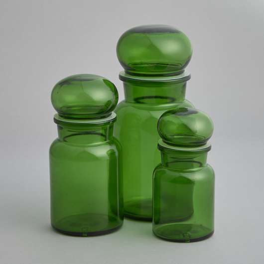 Vintage - Burkar i Grönt Glas