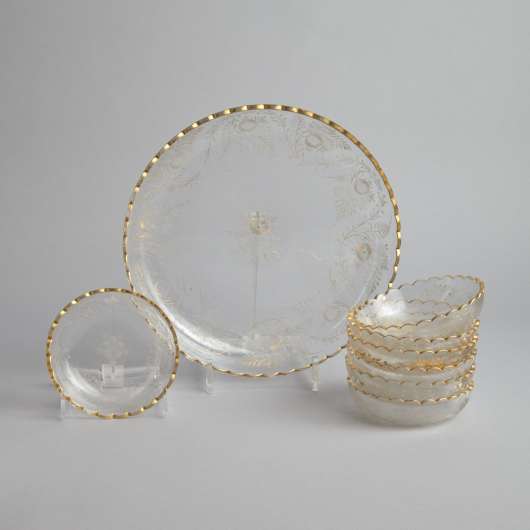 Vintage - SÅLD Kristallfat med tillhörande skålar 7 st
