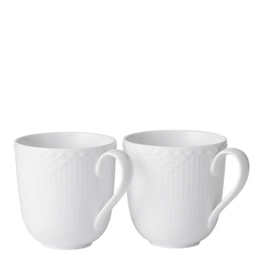 White Fluted Half Lace Mugg 37 cl 2-pack